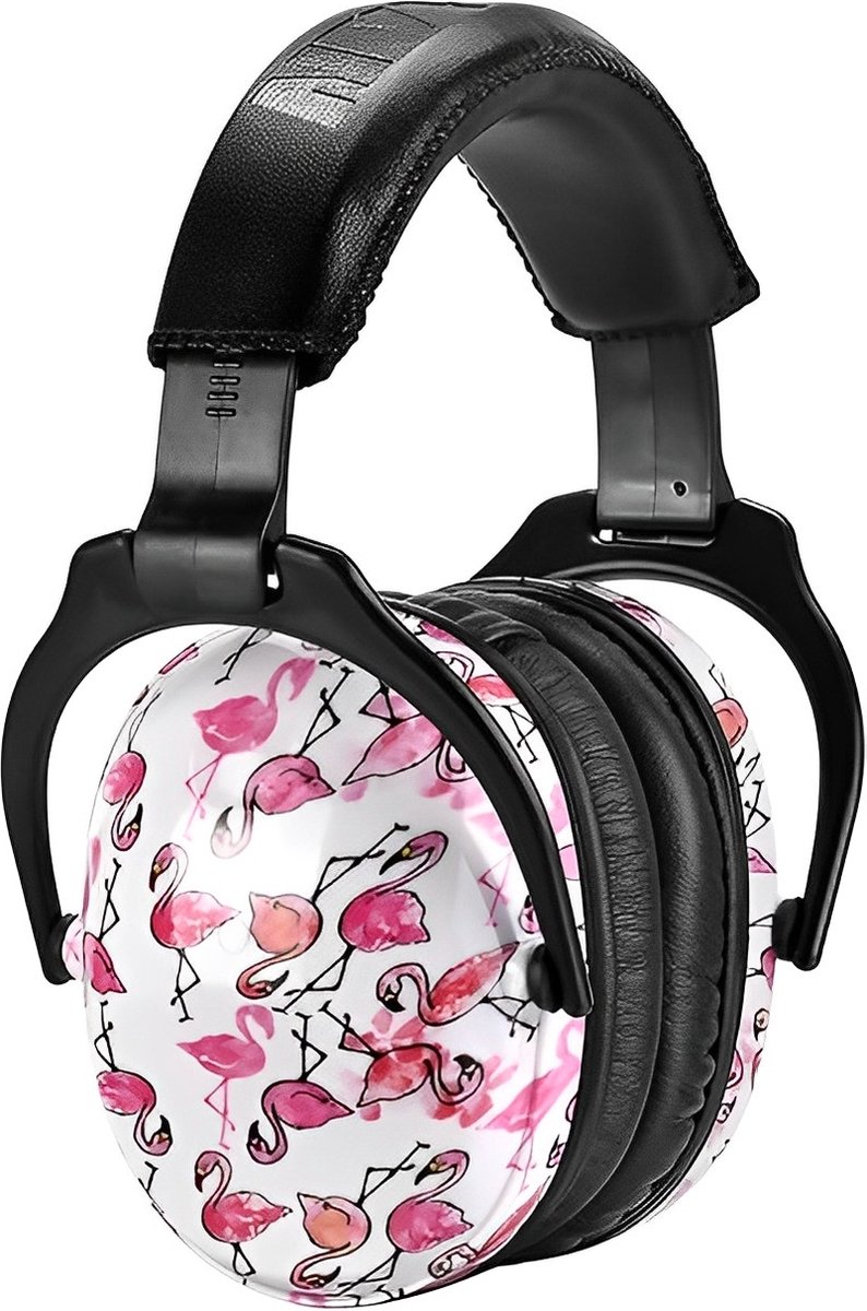 Opvouwbare Ruisonderdrukkende koptelefoon, Comfortabele Gehoorbescherming met Draagtas, SNR 27 dB voor Autisme, ADHD, Vuurwerk, Concert flamingo