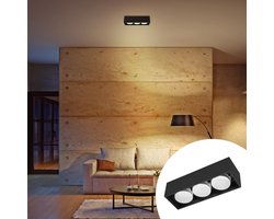 LED's Light Cube LED Plafondlamp - 3 lichtpunten - Draaibaar licht - Staal - 30 x 8 cm - Zwart - Gx53 ledlamp - Plafonniere - Plafonnieres - Plafoniere slaapkamer - Plafondlampen - Badkamerlamp - Plafond lamp