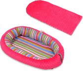 Babynest 80x55 cm | Gekleurde strepen en roze