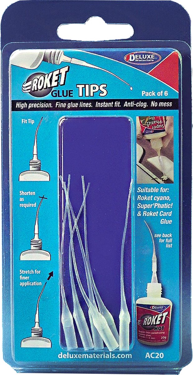 Deluxe Materials - ROKET GLUE TIPS AC20 - modelbouwsets, hobbybouwspeelgoed voor kinderen, modelverf en accessoires