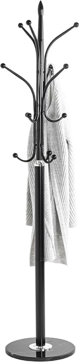 Stylish Zwarte Kapstok met Marmeren Onderstel Ø 40 x H 179 cm