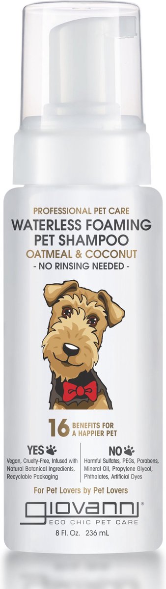 Giovanni Cosmetics Professional Waterless Foaming Pet Shampoo - Instant Hondenshampoo (geen water nodig - Vegan)