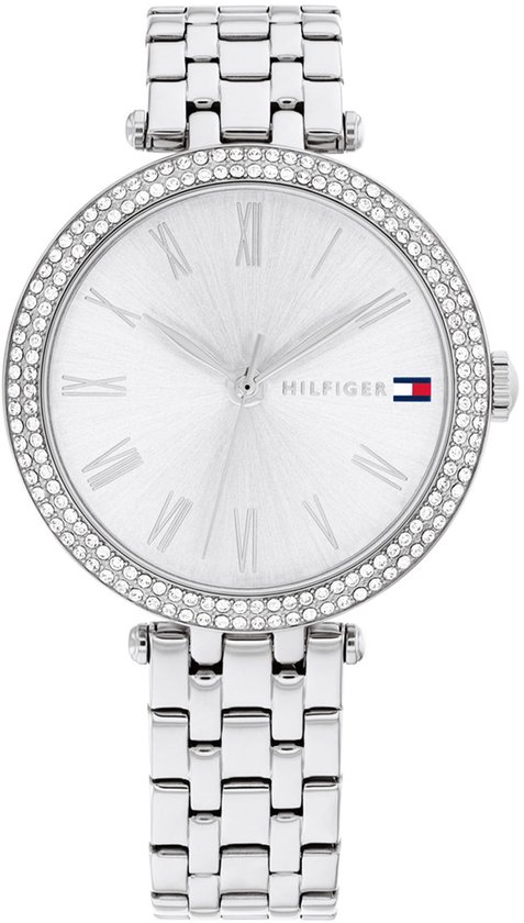 Tommy Hilfiger TH1782719 NATALIE Dames Horloge - Mineraalglas - Staal - Zilverkleurig - 34 mm breed - Quartz - Vouw/Vlindersluiting - 3 ATM (spatwater)