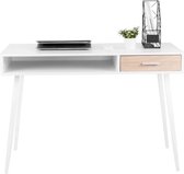 AllinShop® - Witte Bureautafel - Werktafel - Tafel - Hout - Met Lade - Bureau - 110x50x75CM