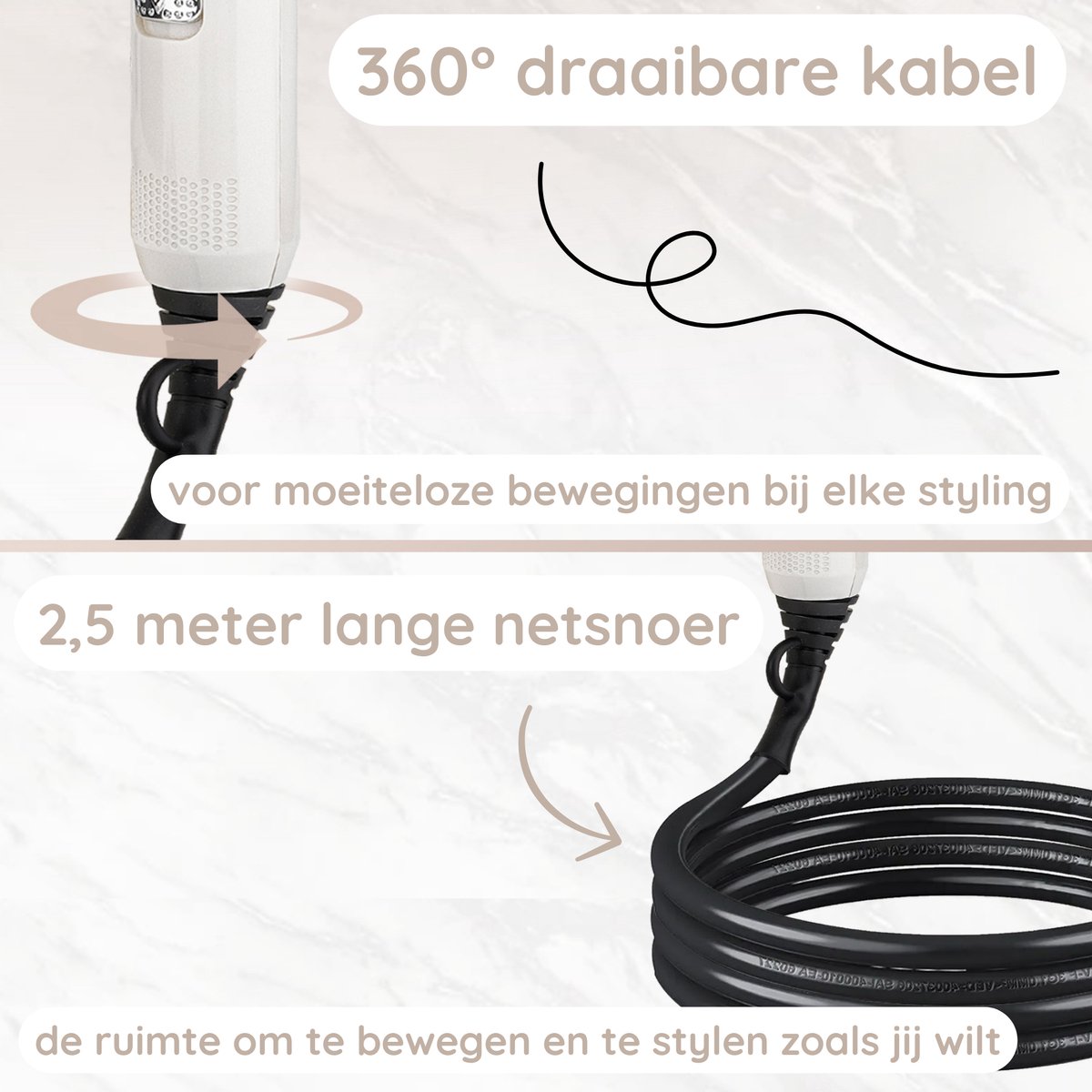 Sansbeauté Föhn met Diffuser - Ionische Haardroger - Borstel - afbeelding 2