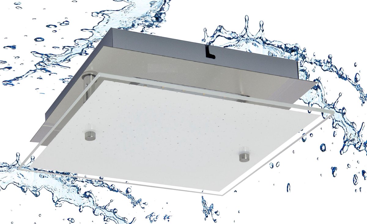 Trango Vochtbestendige IP44 LED plafondspot hoekig 3102 voor badkamer 3-traps dimbaar *LILY* incl. 12 Watt 3000K warm witte LED module, design kristallen effect glazen lampenkap, plafondlamp, wandlamp, badkamerlamp