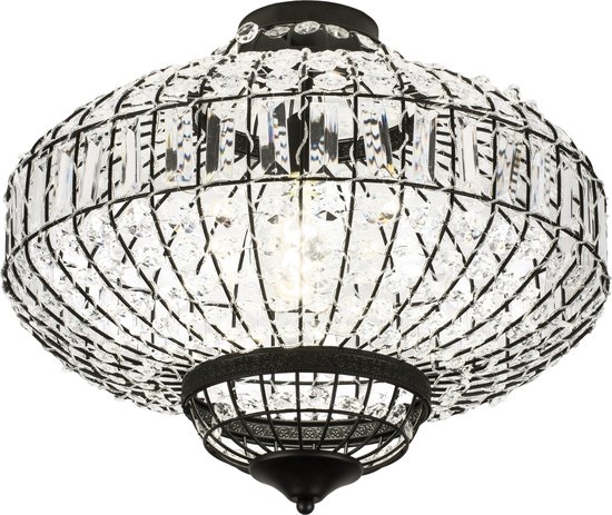 Lumidora Plafondlamp 75010 - Plafonniere - MO - E27 - Zwart - Transparant - kleurloos - Metaal - ⌀ 50 cm