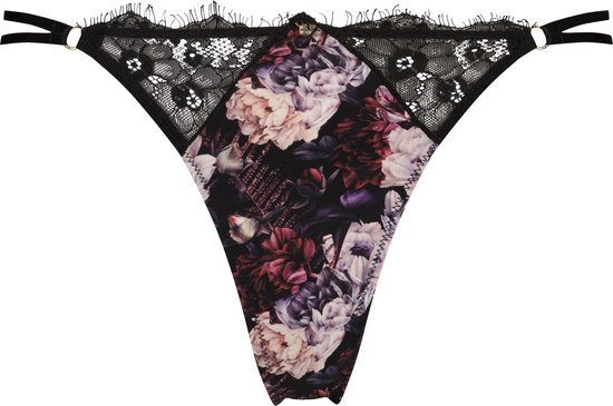 Untouched strings dames - ondergoed dames - duurzaam - perfecte pasvorm - Dark Flowers String XS