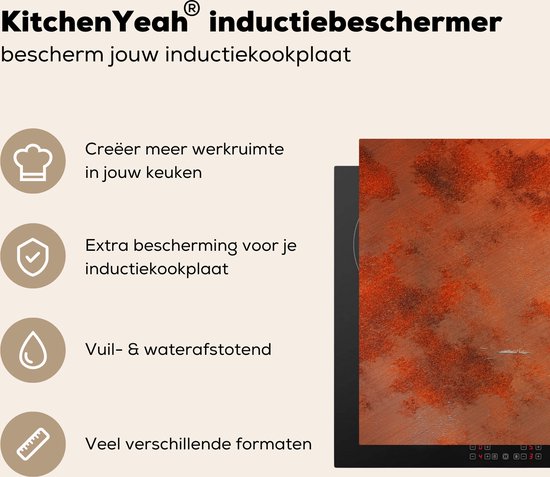 KitchenYeah® Inductie beschermer 77x51 cm - IJzer - Vintage - Roest print - Inductie beschermer - Inductie fornuis - Kookplaataccessoires - Afdekplaat voor kookplaat - Inductiebeschermer - Inductiemat - Inductieplaat mat