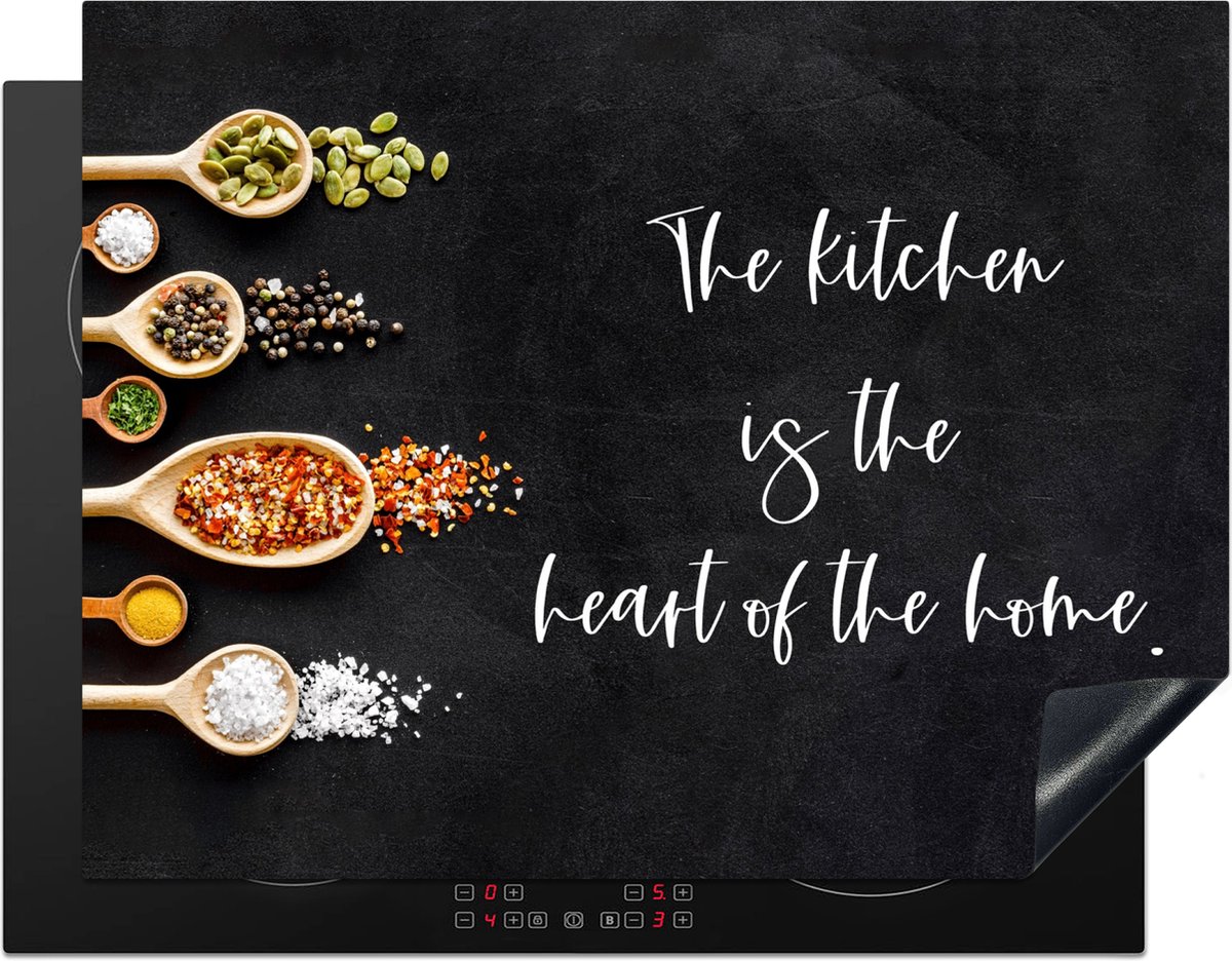 Inductie beschermer - Inductie Mat - Kookplaat beschermer - Spreuken - The kitchen is the heart of the home - Quotes - Inductie beschermer - Afdekplaat voor fornuis - Keuken - 77x59 cm - Afdekplaat inductie - Inductiebeschermer