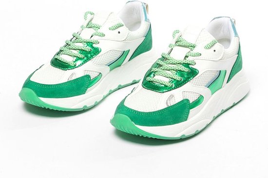 Sacha Dames Groene sneakers met metallic details Maat 36 bol