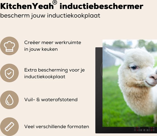KitchenYeah® Inductie beschermer 78x78 cm - Alpaca - Liefde - Gras - Kookplaataccessoires - Afdekplaat voor kookplaat - Inductiebeschermer - Inductiemat - Inductieplaat mat