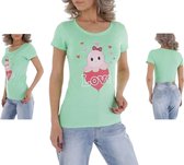 Glo-story t-shirt licht groen octopus love S