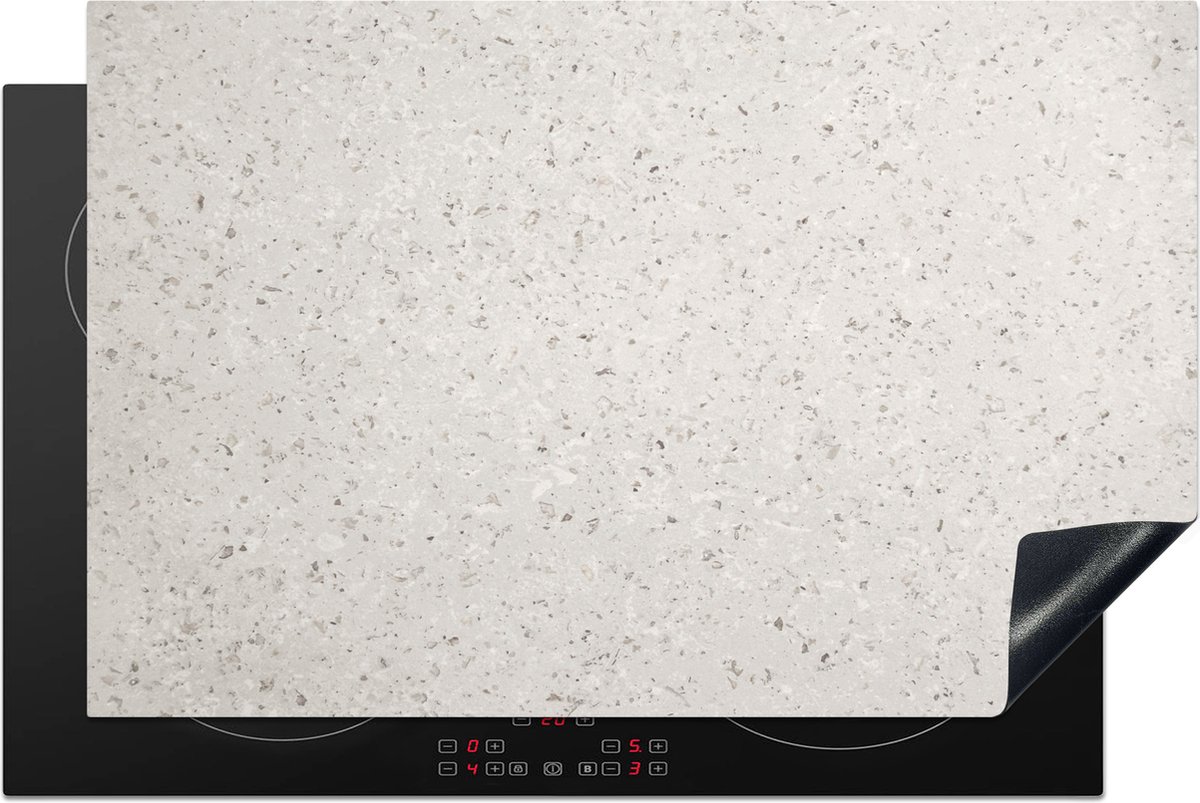 KitchenYeah - Inductie beschermer - Inductie mat - Graniet print - Design - Grijs - Wit - Inductie fornuis - Afdekplaat voor kookplaat - 80x52 cm - Kookplaat