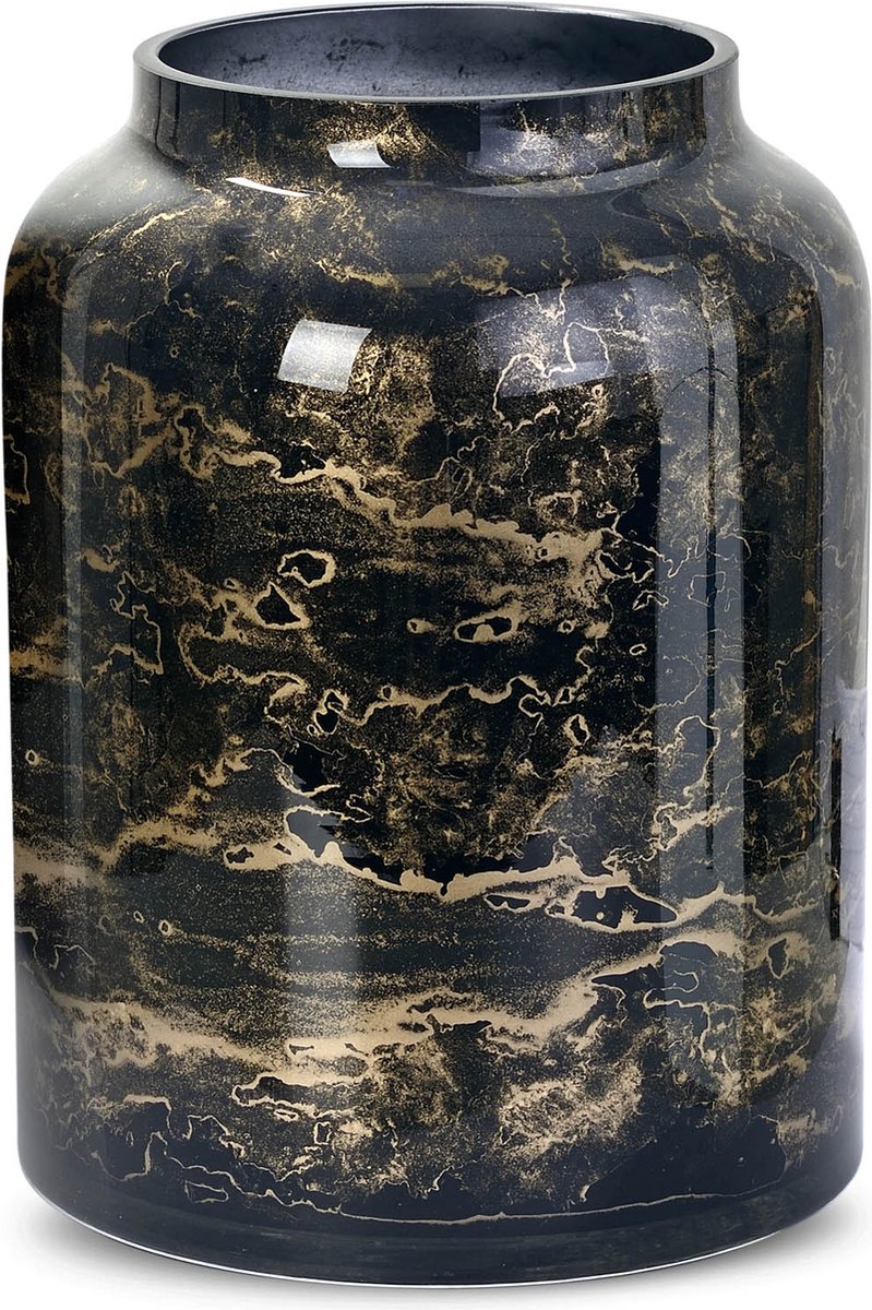 Terroso Vaas Zwart, Glas Marmer, Elegante, SL, Hoogte 21 cm