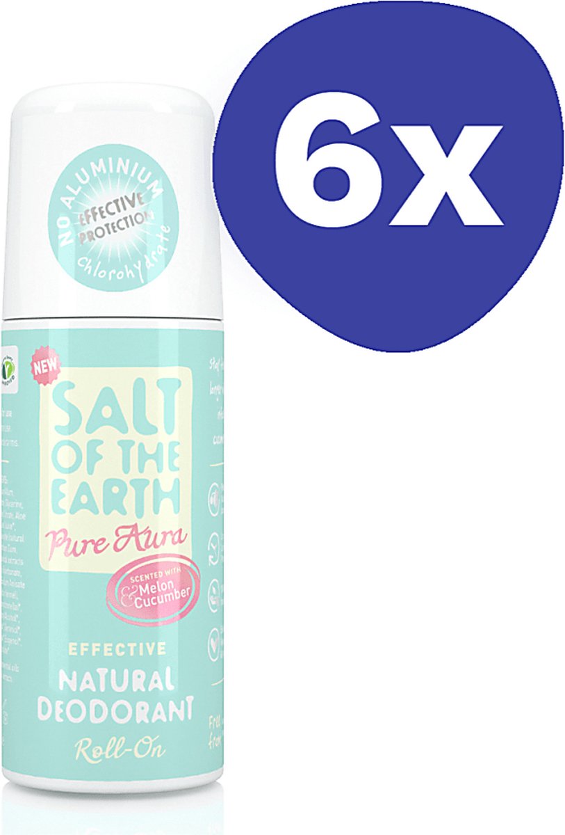 Goedkoopste Salt of the Earth Pure Aura Roll-On Deodorant Melon & Cucumber (6x 75ml