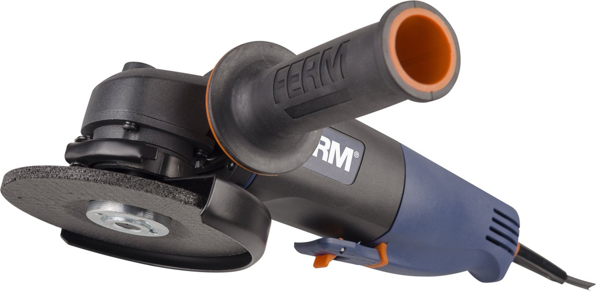 FERM - AGM1061S - Haakse slijper - 125mm - 900W - 3 meter rubber kabel - Compact - Elektronische - herstartbeveiliging - 12000 t/min - Softgrip - Zijhandgreep kan op 3 posities - Verstelbare beschermkap - Slijptol - Slijpmachine - Semi professioneel