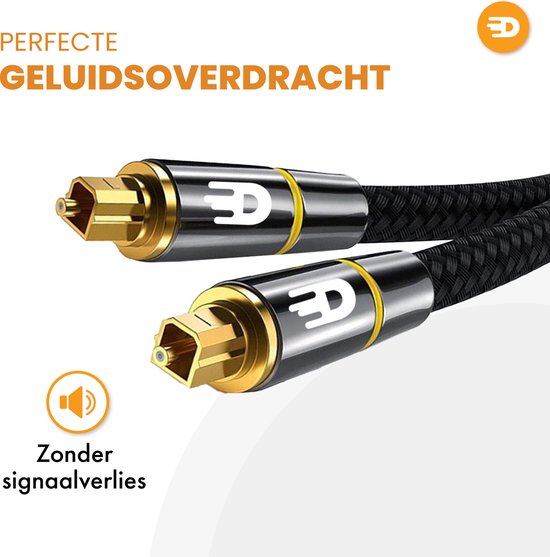 Perfecte geluidsoverdracht zonder signaalverlies met de Drivv. Toslink kabel.
