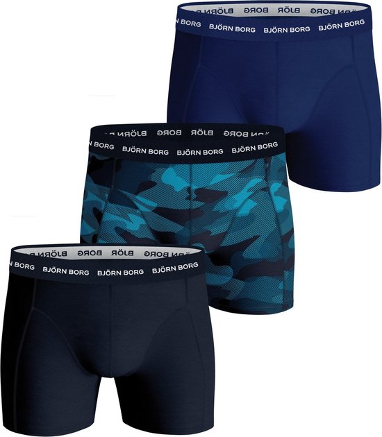 Bjorn Borg Boxershorts pour hommes - pack de 3 - Noir/Bleu - Taille XL