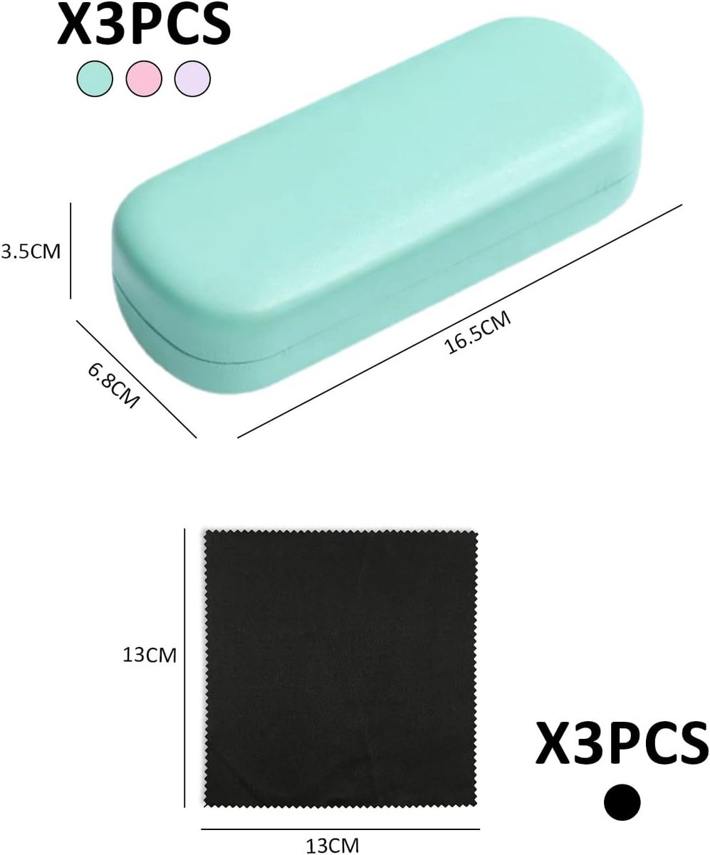 3 stuks harde brillenkokers, brillenkoker met 3 doeken, harde etui voor 3 stuks harde brillenkokers, brillenkoker met 3 doeken, harde etui voor