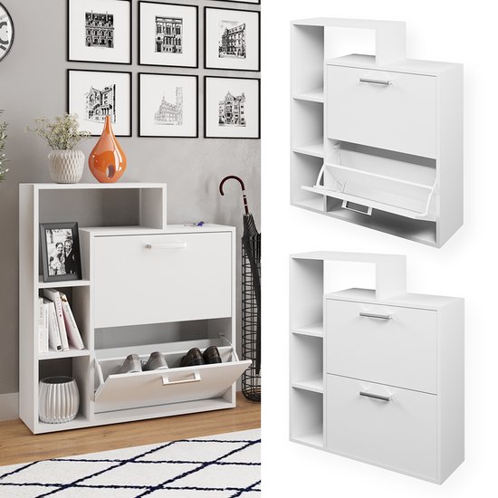 Schoenenkantelaar Luca Antraciet/gouden eik 59 x 105 cm met 3 compartimenten Vicco | Antraciet/Goudkleurig Eiken | 3 compartimenten | 406673149319706
