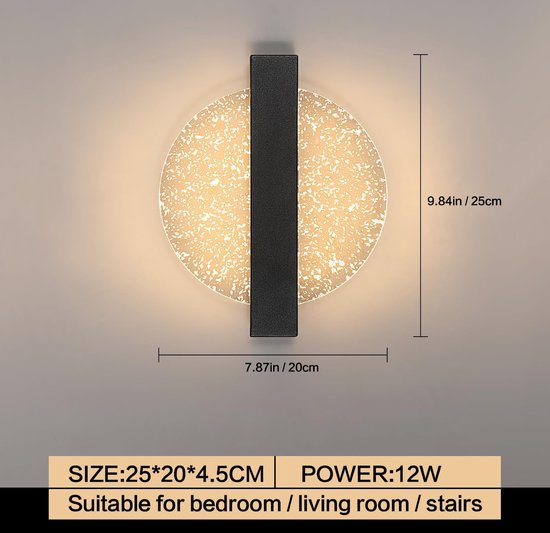 NETTLIFE Wandapparaat Voor Binnengebruik, LED - Wandlamp Met Een Lengte Van 30 Cm Moderne Ganglamp In Warm Wit Zwarte Kamer Traplamp 8w Muurverlichting