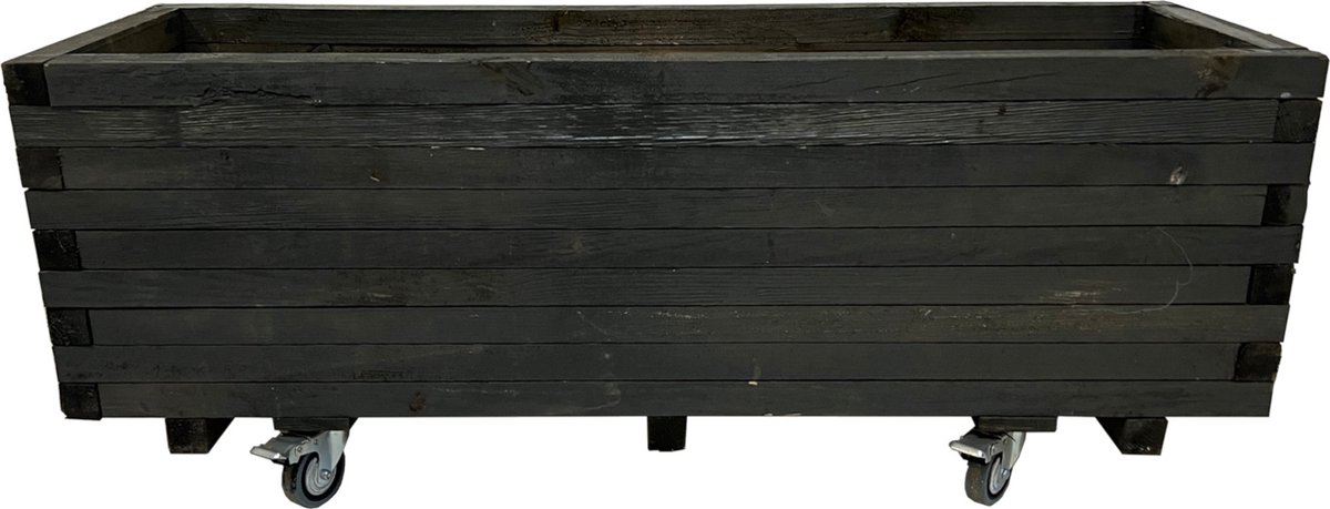 AMISHOUT - Plantenbak van hout 120x40x40 met wielen - Antraciet