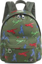 YLX Hemlock Backpack (S) | Kids | Army Green & dinosaurs | Peuters | Kleuters | Eco-vriendelijk | Duurzaam