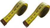 2 stuks Meetlint Dik lint flexibel geel in cm meetlinten voor opmeten stof naaien klussen centimeter lengte 1.5 meter lint voor meten