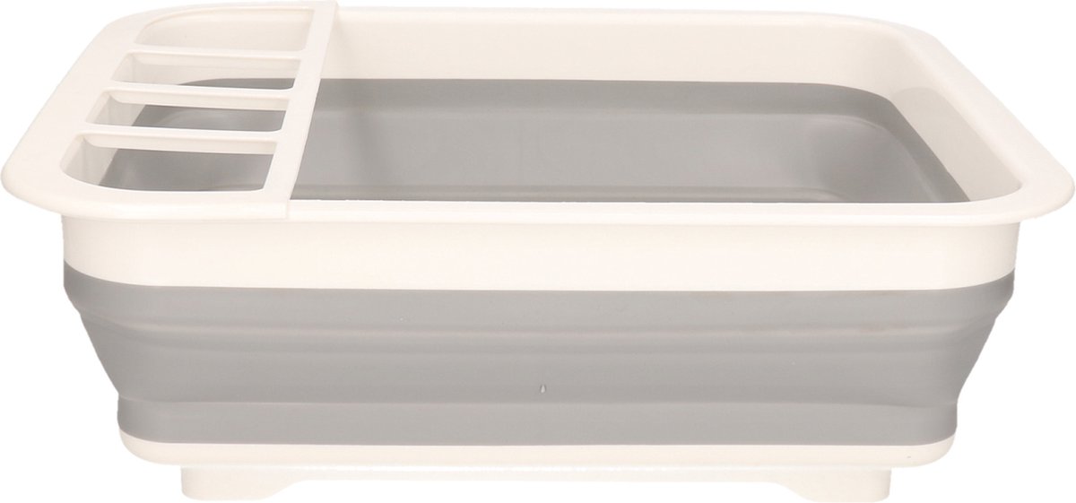 Goedkoopste Concorde Afwas droogrek opvouwbaar met vakjes en afvoer - kunststof - grijs/wit -31 X 37 X 13 CM - Camping