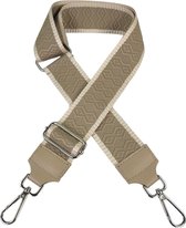 Qischa® Bag strap - Tassenriem - Schouderband - Schouderriem - Tassen Riem - Tas Hengsel - Verstelbare Riem - beige taupe, beige - zilveren hardware