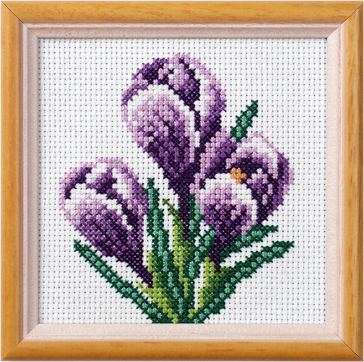 Voorbedrukt Borduurpakketje krokusjes 11 x 11 cm