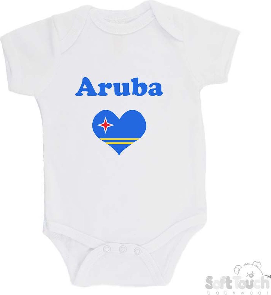 Image of 100% katoenen Romper "Aruba" Unisex Katoen Wit/blauw/geel/rood Maat 62/68