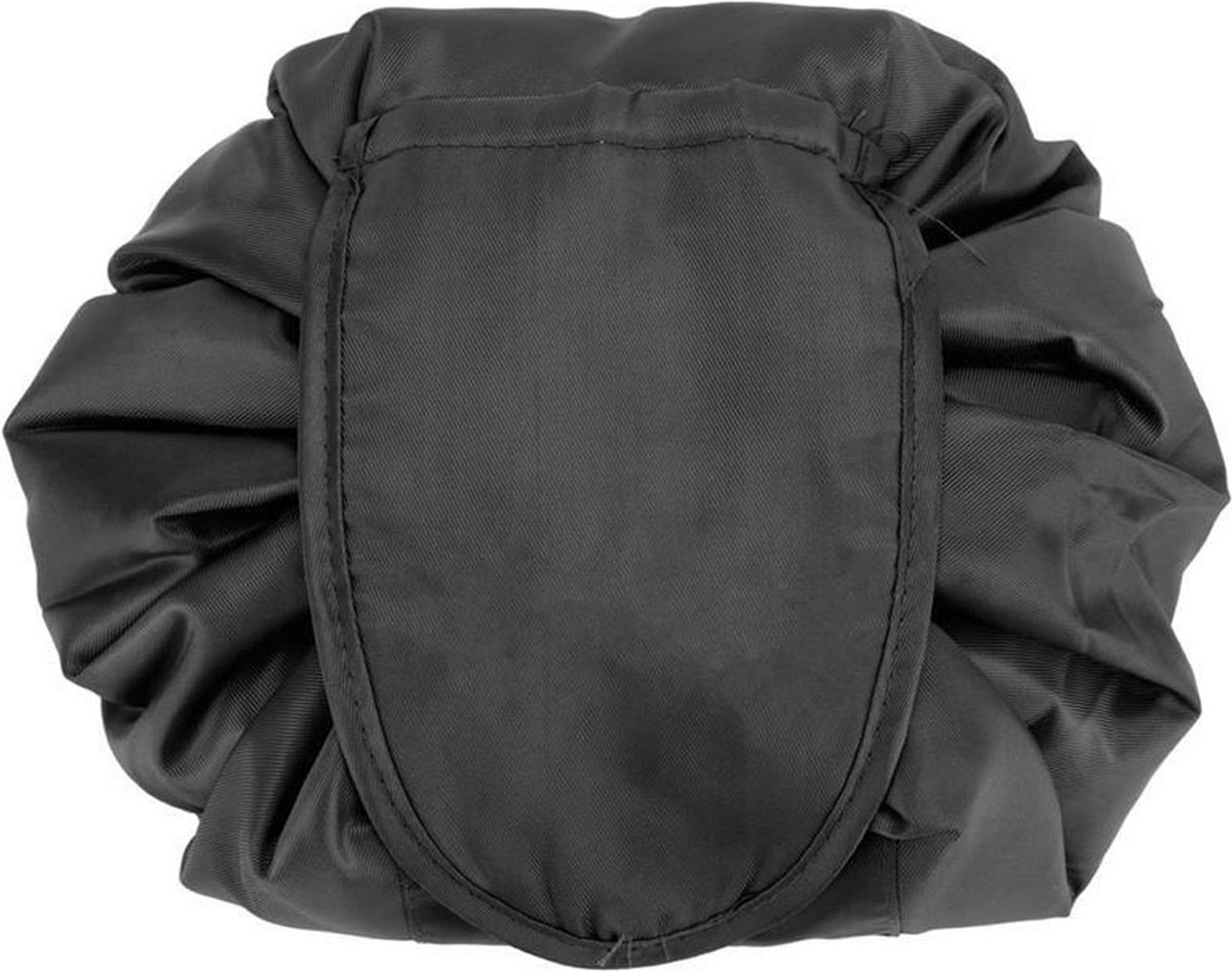 Intirilife toilettas in DEEP BLACK - Ronde one step toilettas met trekkoord