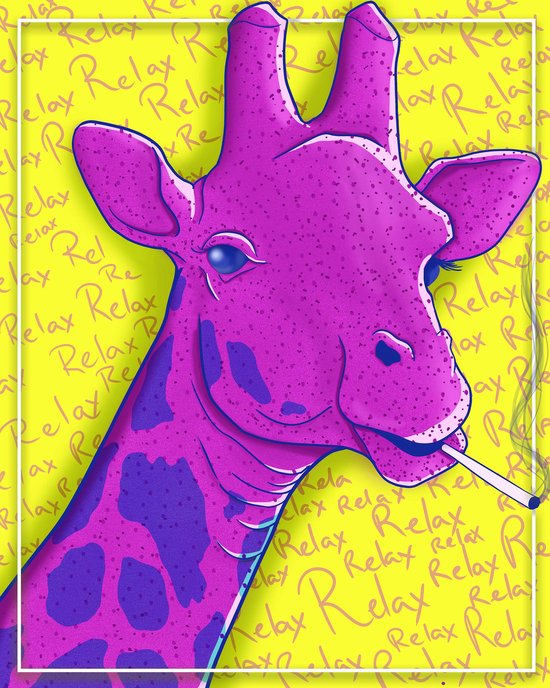 Purple Giraf - 40x50cm - Dibond Print - Walldecoratie