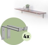 ML-Design 8 stuks plankbeugel 25x4x14,5 cm, grijs, gemaakt van metaal, 10 inch plankbeugels, industriële plankbeugels, planksteun voor wandmontage, 90 graden wandbeugel, L-vormige wandplank