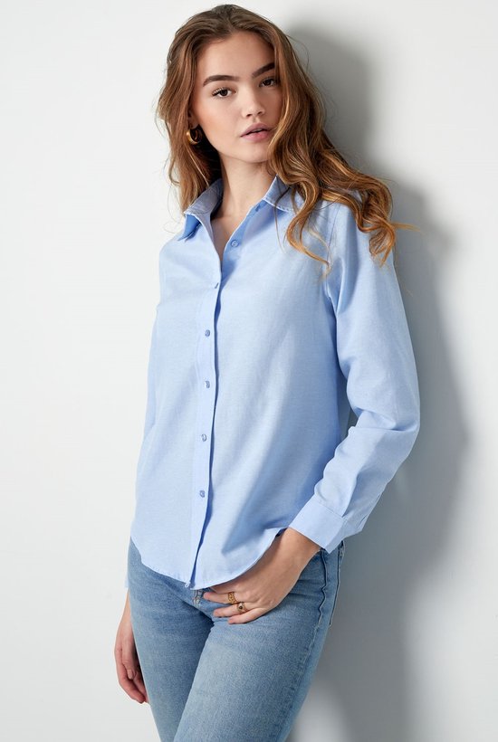 Basic blouse effen - dames - nieuwe collectie - lente/zomer - blauw - maat M
