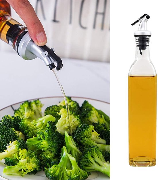 Fles olijfolie en azijn, 500 ml, lege olieflessendispenser voor koken, grillen, pasta,... bol