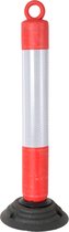 Kortpack - Afzetlintpaaltje met Verzwaarde Rubberen Voet - 85cm hoog - Rood/Wit + Reflecteerde Baan - 1 stuk - Voor Binnen- en Buitengebruik - (027.0021)