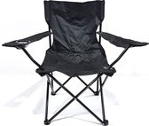 Campingstoel - Uitgevouwen 50 x 50 x 80 cm - Strandstoel - Vissersstoel - Visstoel - Rugleuning - Opvouwbare stoel - Zwart