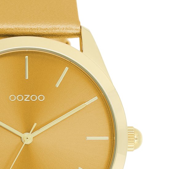 Montre OOZOO dorée avec bracelet en cuir jaune ocre - C11332