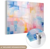 MuchoWow® Glasschilderij 120x80 cm - Schilderij acrylglas - Aquarel - Pastel - Abstract - Kunst - Foto op glas - Muurdecoratie woonkamer - Wanddecoratie slaapkamer - Schilderijen