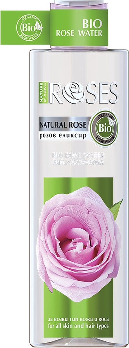 AGIVA ROSES 100% BIO ROZENWATER 3 in 1 voor HAARGROEI, ULTRA GLANZENDE HAAR, REINIGENDE, ULTRA STRALENDE GEZICHT-en HYDRATERENDE HUID voor ELK HUID- en HAARTYPES 200ml