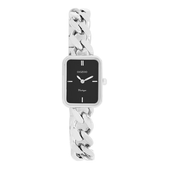 Zilverkleurige OOZOO horloge met zilverkleurige grove schakelarmband - C20361