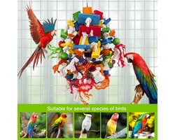 Grote Vogelpapegaai Speelgoed Sterke Papegaai Kauwspeelgoed 100% Natuurlijke Veelkleurige Houten Blokken Papegaai Kooi Bijt Speelgoed voor Grote Middelgrote Vogels Papegaai Afrikaanse Grijze Aa's (Kleurrijk)