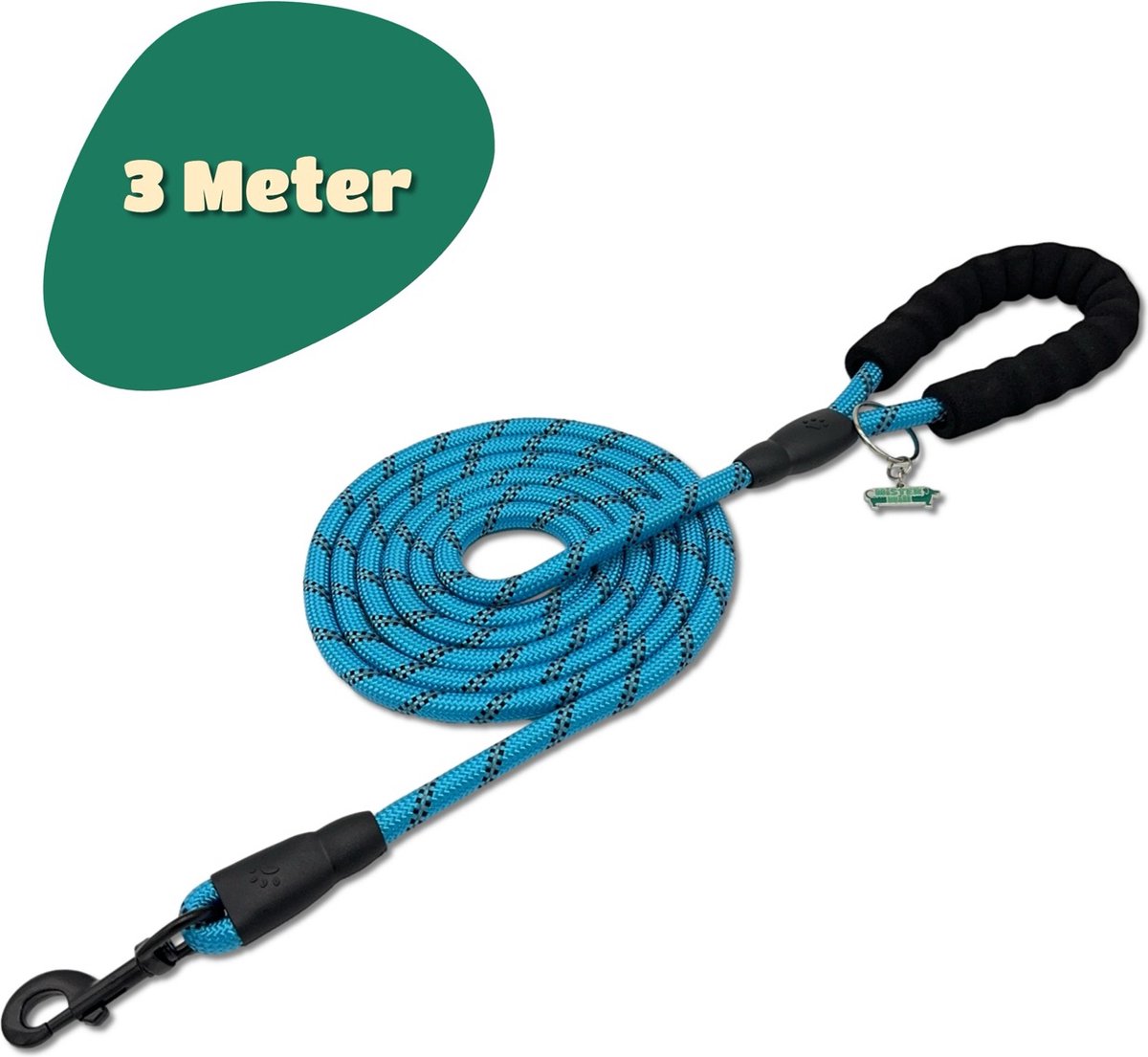 Bol.com Mister Mill Reflecterende Hondenriem 3 Meter Lichtblauw - Honden Riem - Hondenlijn - Honden Lijn aanbieding
