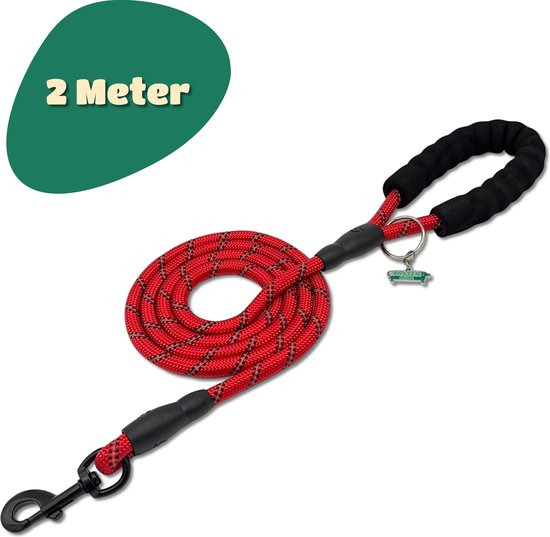 Mister Mill Laisse Réfléchissante pour Chien 2 Mètres Rouge - Riem Chiens - Laisse pour Chien - Laisse pour Chiens