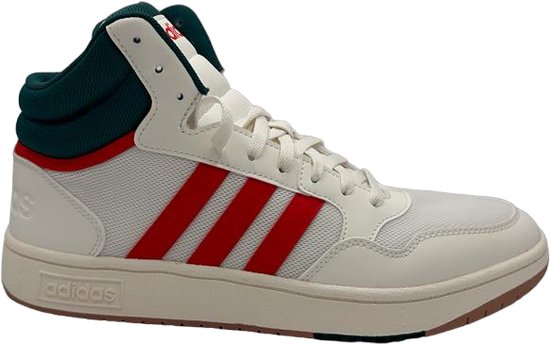 Adidas - Hoops 3.0 MID - Sneakers - Mannen - Wit/Groen/Rood - Maat 45 1/3