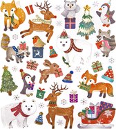 Stickervel Winterdiertjes met Goudfolie Accenten - Stickers Kerst - Stickers Winter - Knutselen Kind - Knutselen Volwassenen - Kaarten Maken - Stickervel Kerst