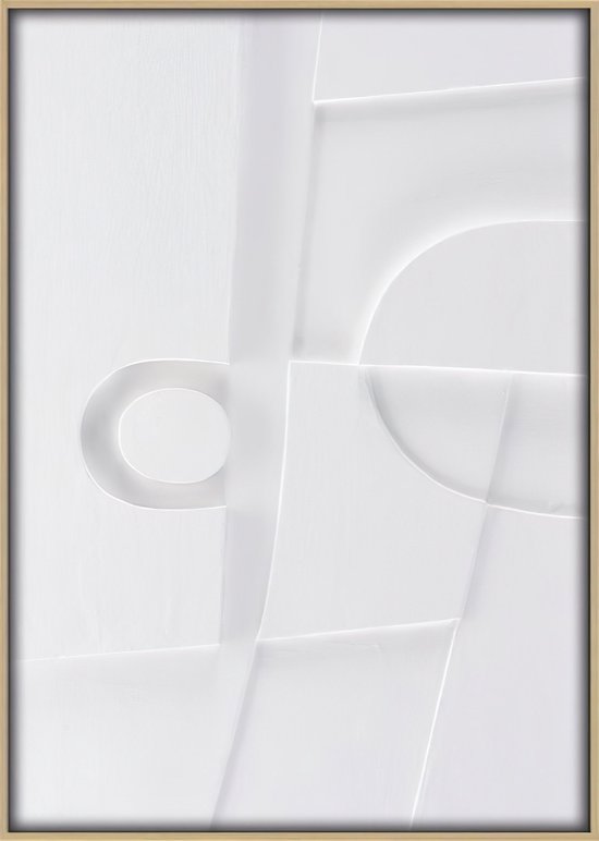 Ter Halle - Schilderij - 3D Art - Witte Abstracte Figuren - 80x120cm